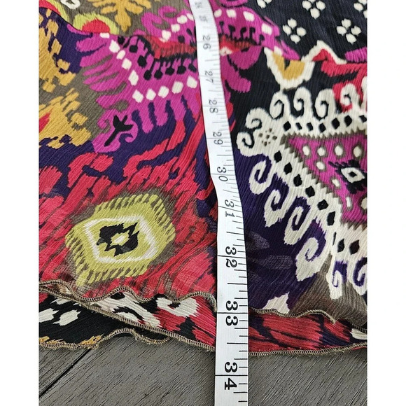 RUBY RD. Pull On Waist Midi Skirt Tiered Ruffled Hem Artsy Art To Wear Sz 8 - Picture 5 of 8